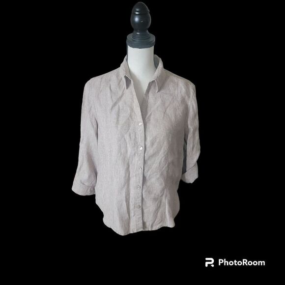 Fresh Produce 100% Linen Button Up Top. Size S. - Picture 2 of 8